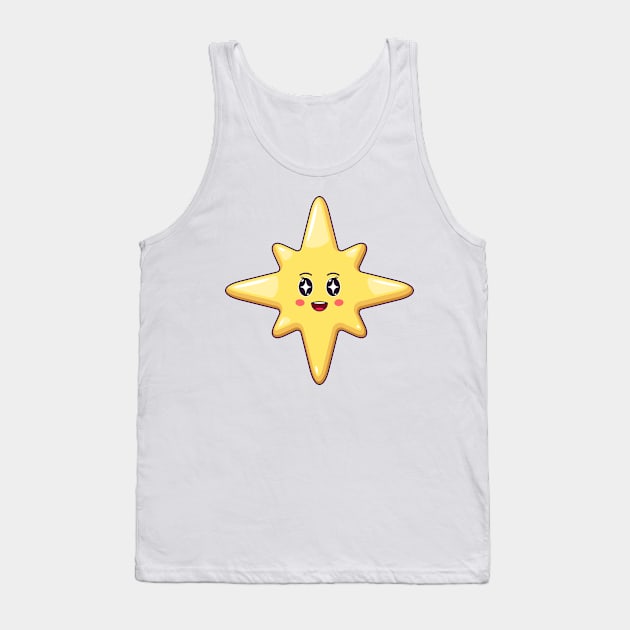 Cartoon Kawaii Christmas Star with Star Strucking Face Tank Top by DmitryMayer